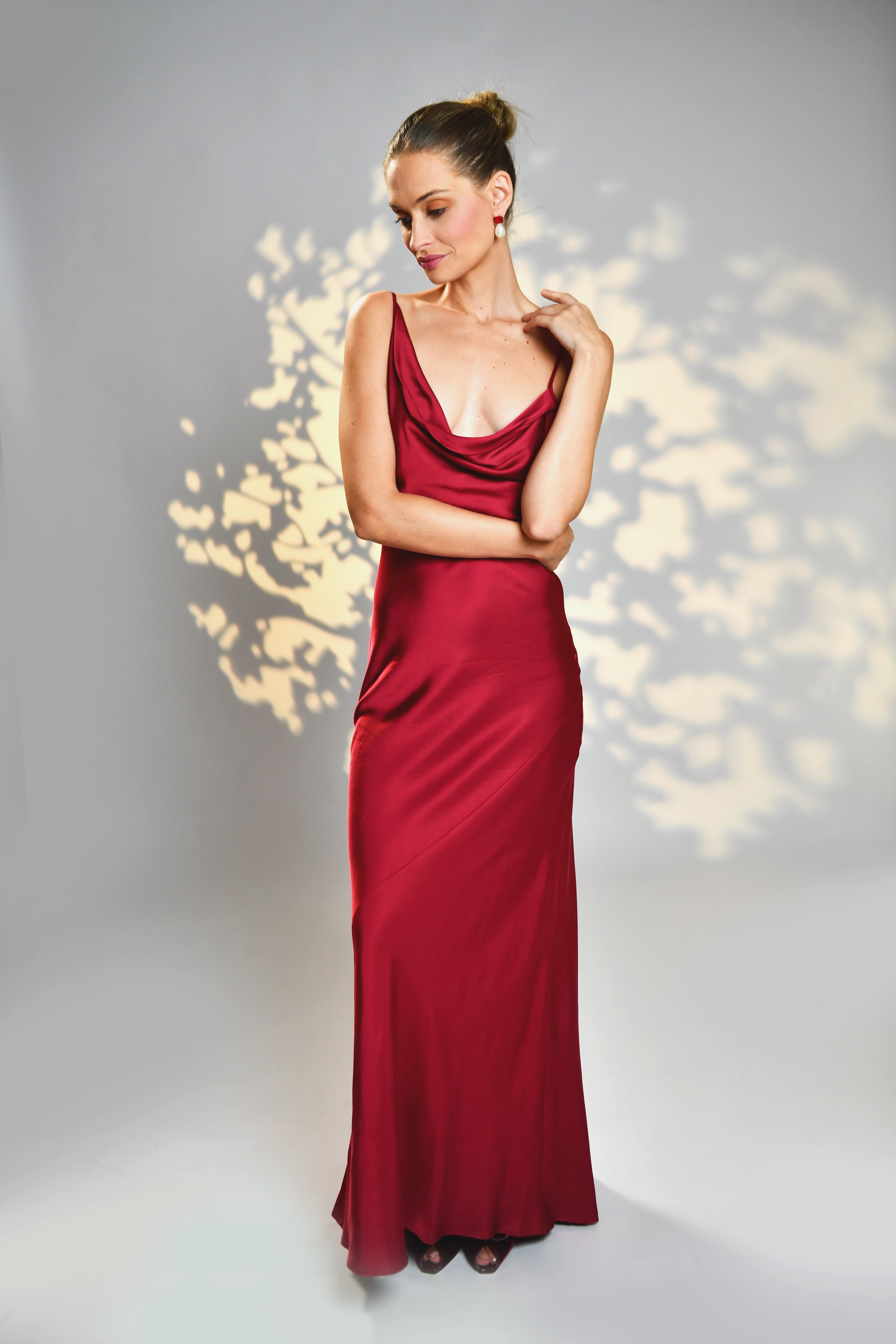 Deep V Red Column Dress