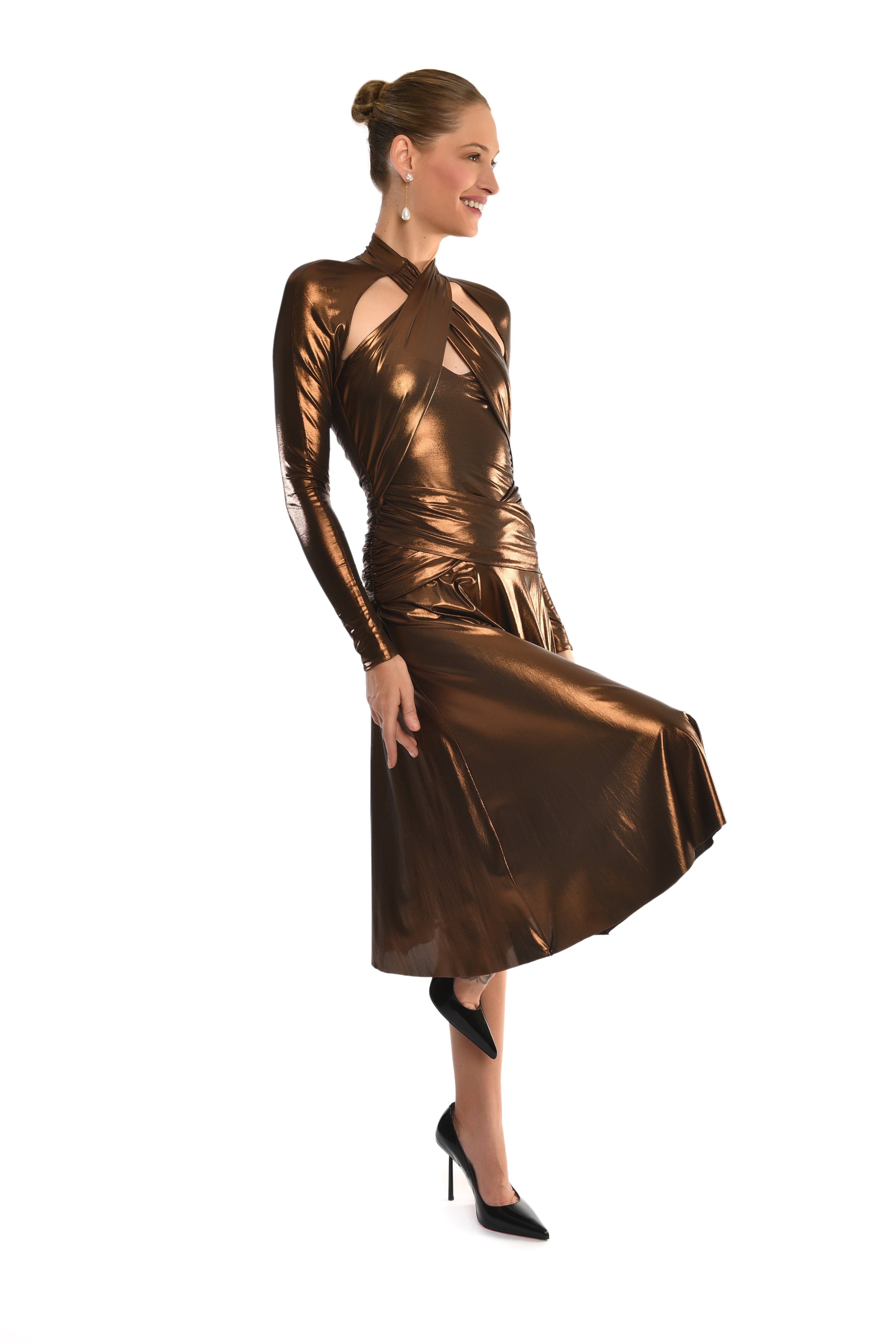 Bronze Pleated Dress