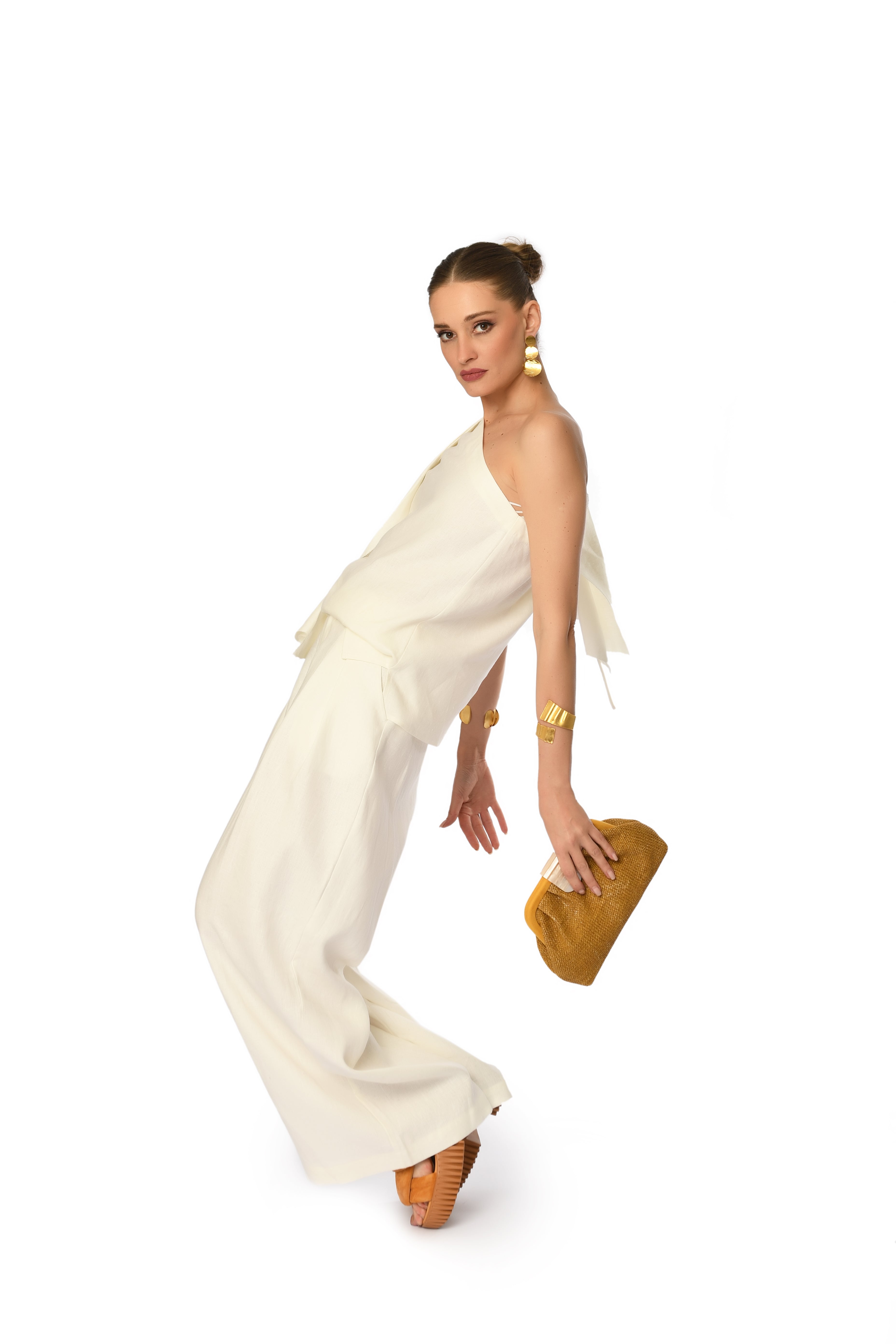 Ivory Cascade One-Shoulder Top