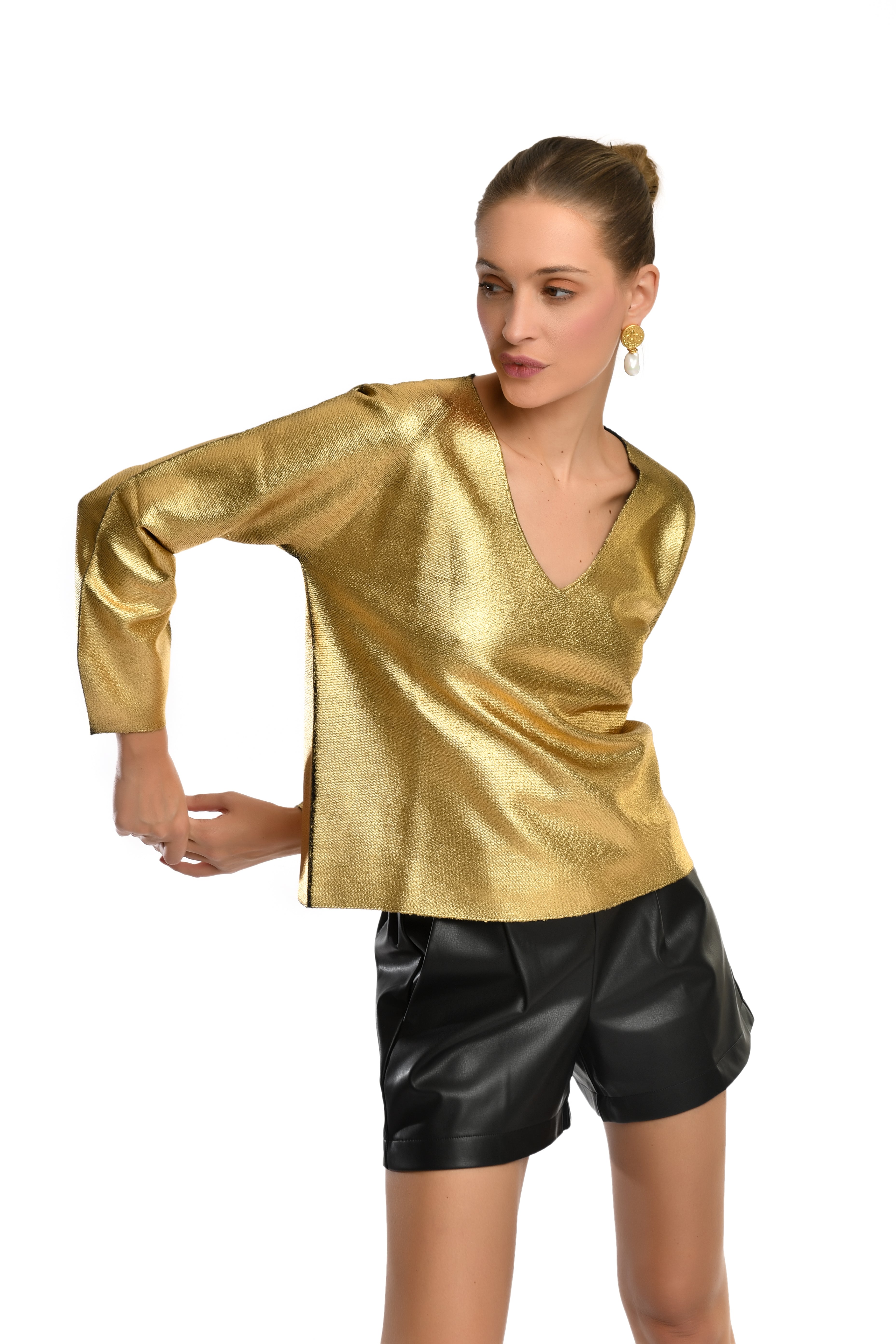 Sculptural Gold Blouse