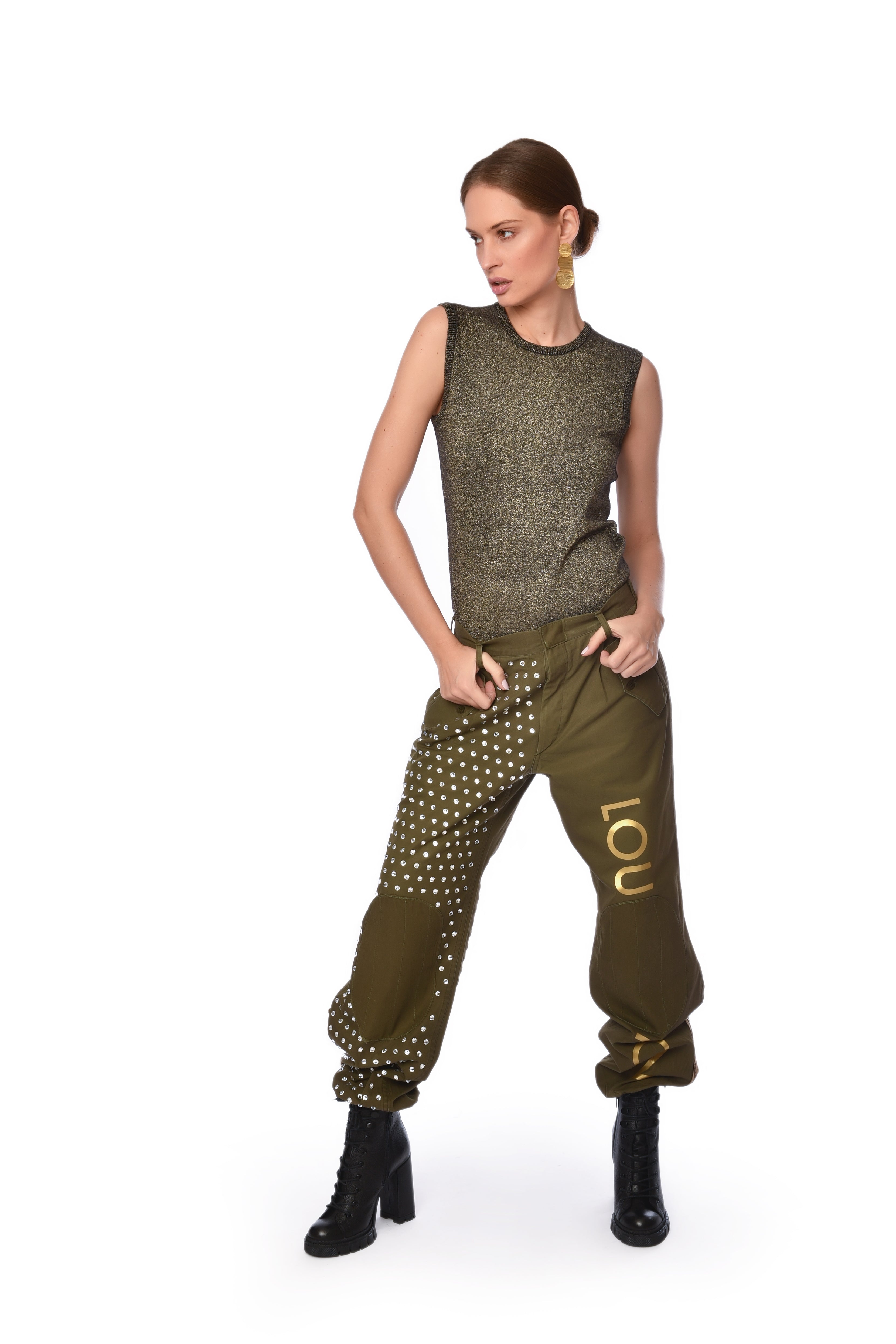 Olive Green Relaxed-Fit Trousers