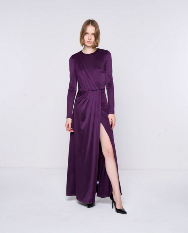 Long-Sleeved Purple Dress