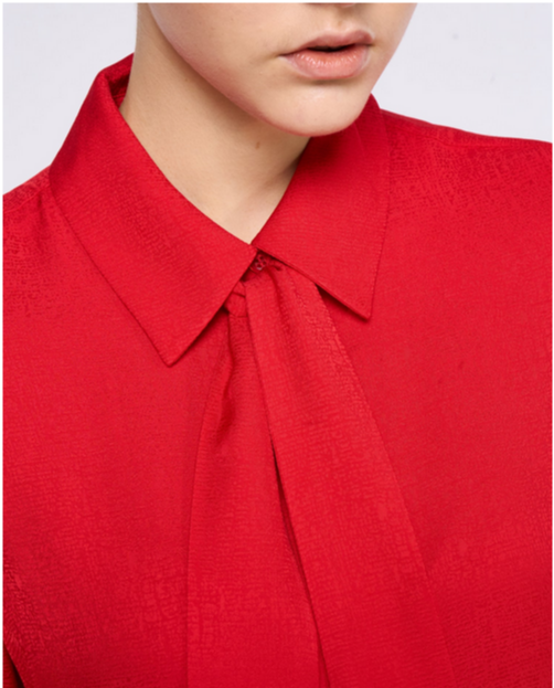 Tie-Detail Red Blouse