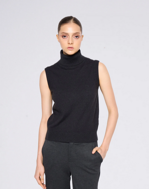 Sleeveless Turtleneck Knit Top