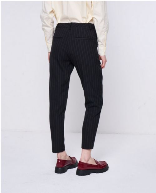 Navy Pinstripe Trousers