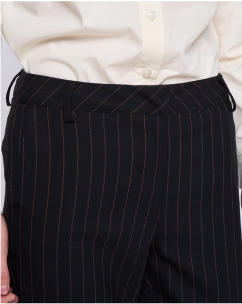 Navy Pinstripe Trousers