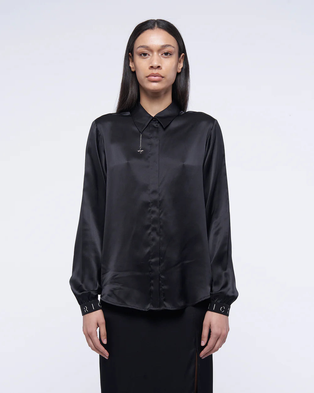 Satin Blouse with Buttoned Cuffs