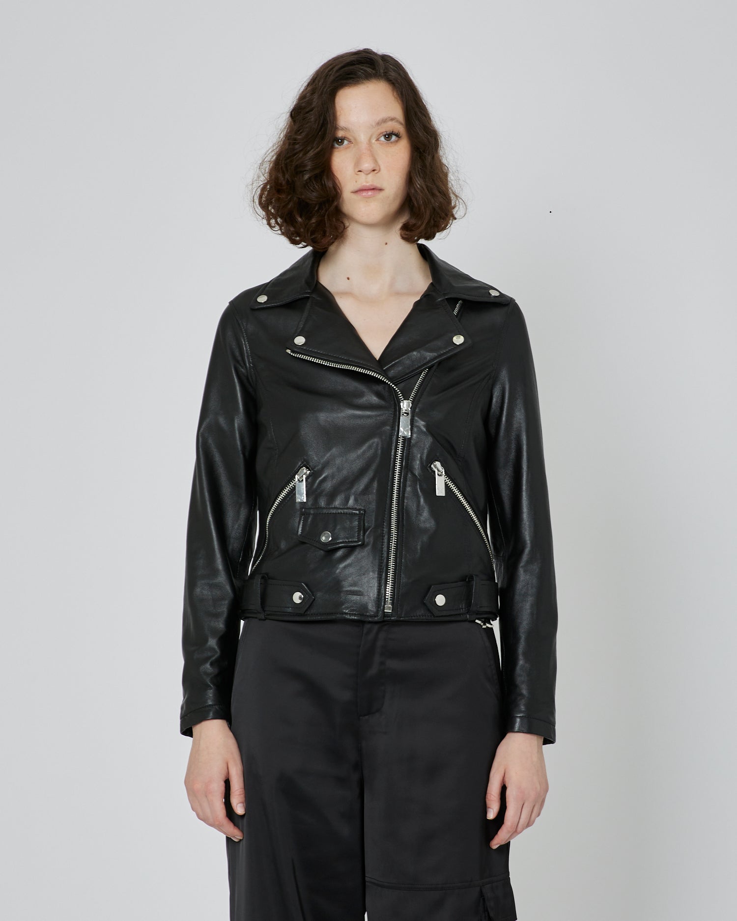 Black Leather Biker Blazer