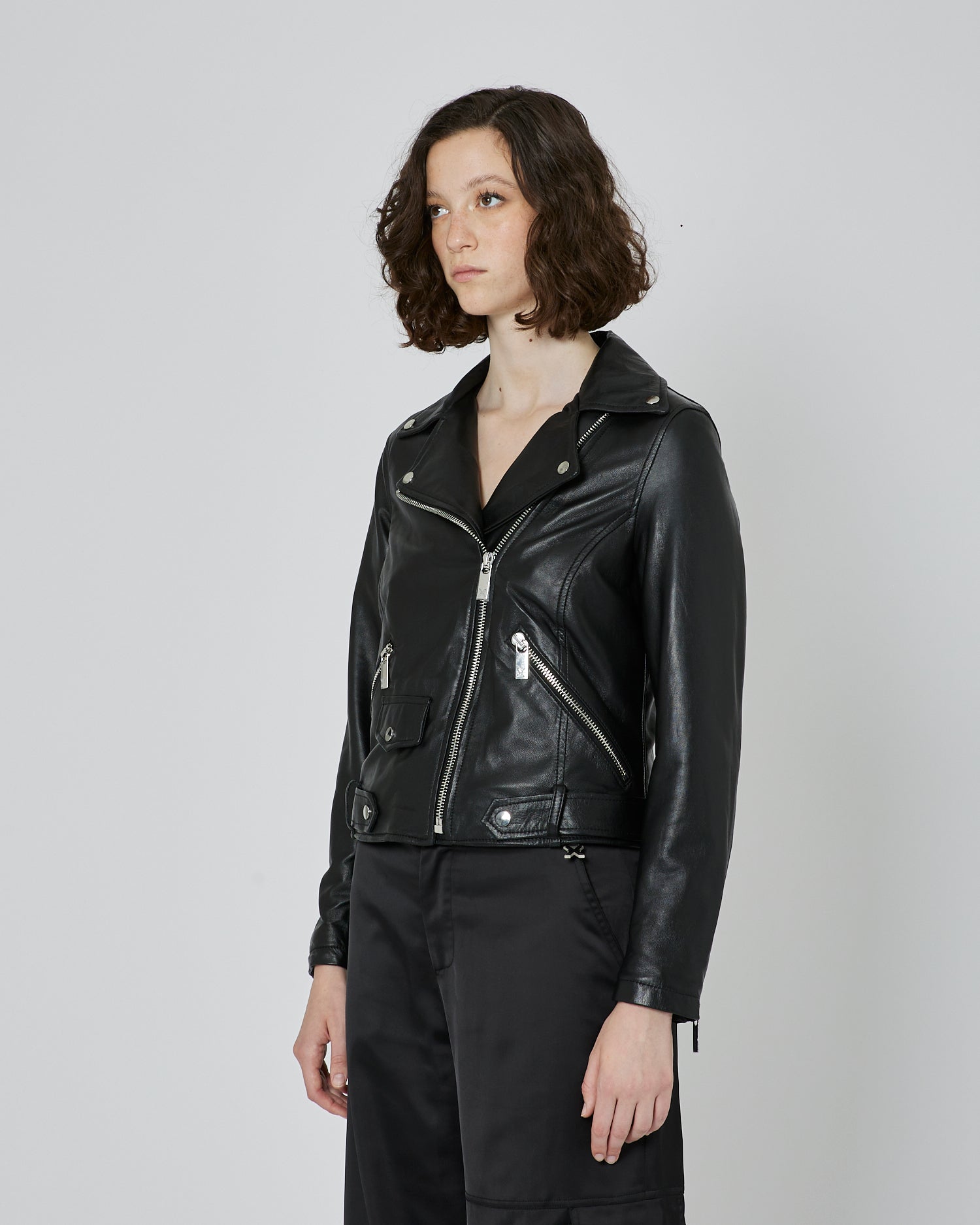 Black Leather Biker Blazer