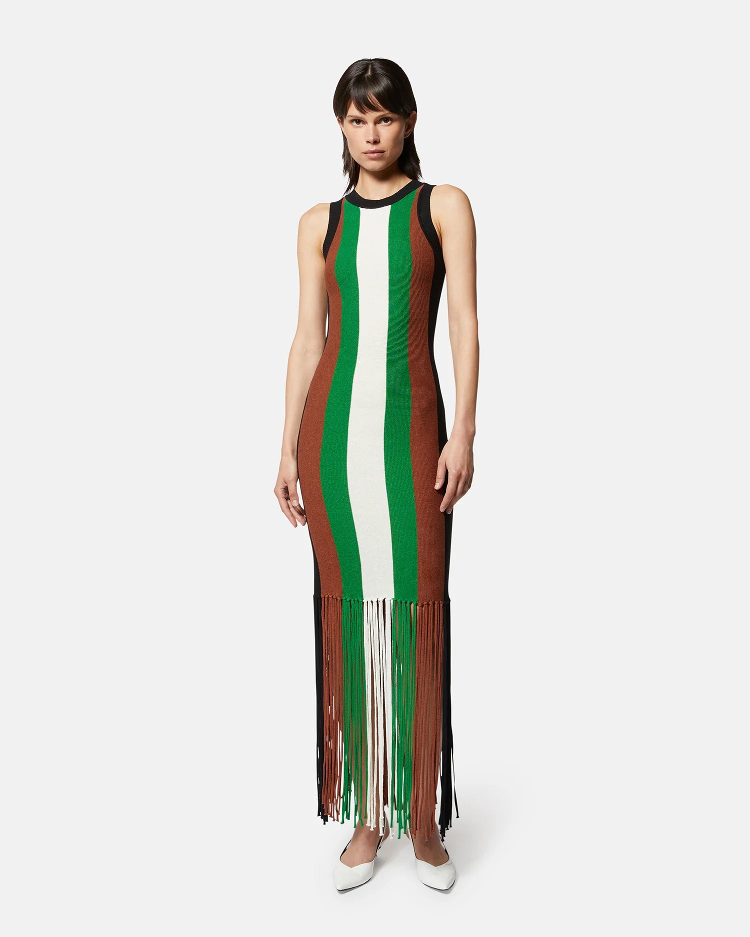 Multicolor Striped Fringe Maxi Dress