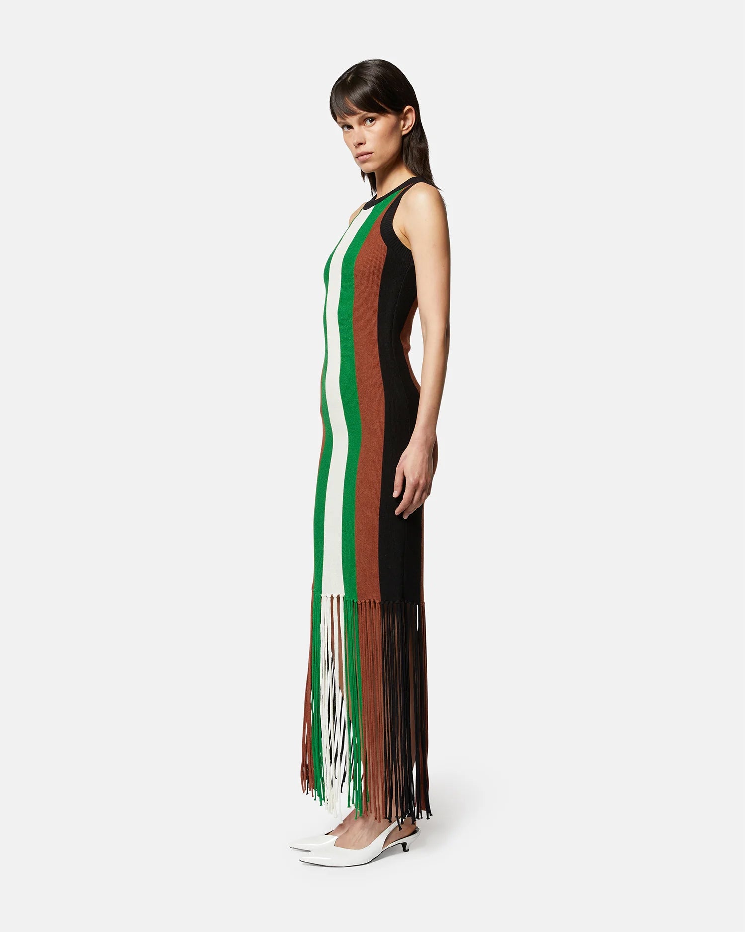 Multicolor Striped Fringe Maxi Dress