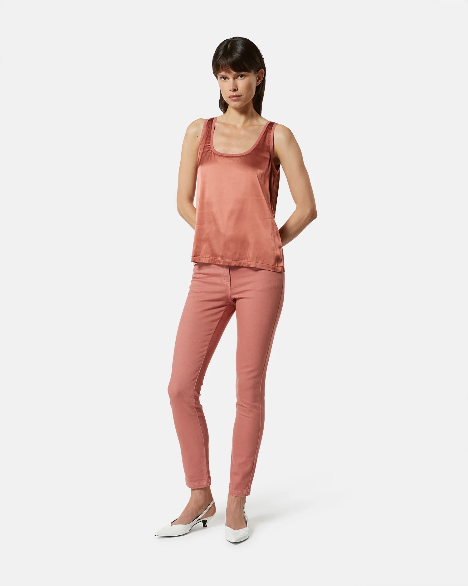 Lace-Trim Satin Top
