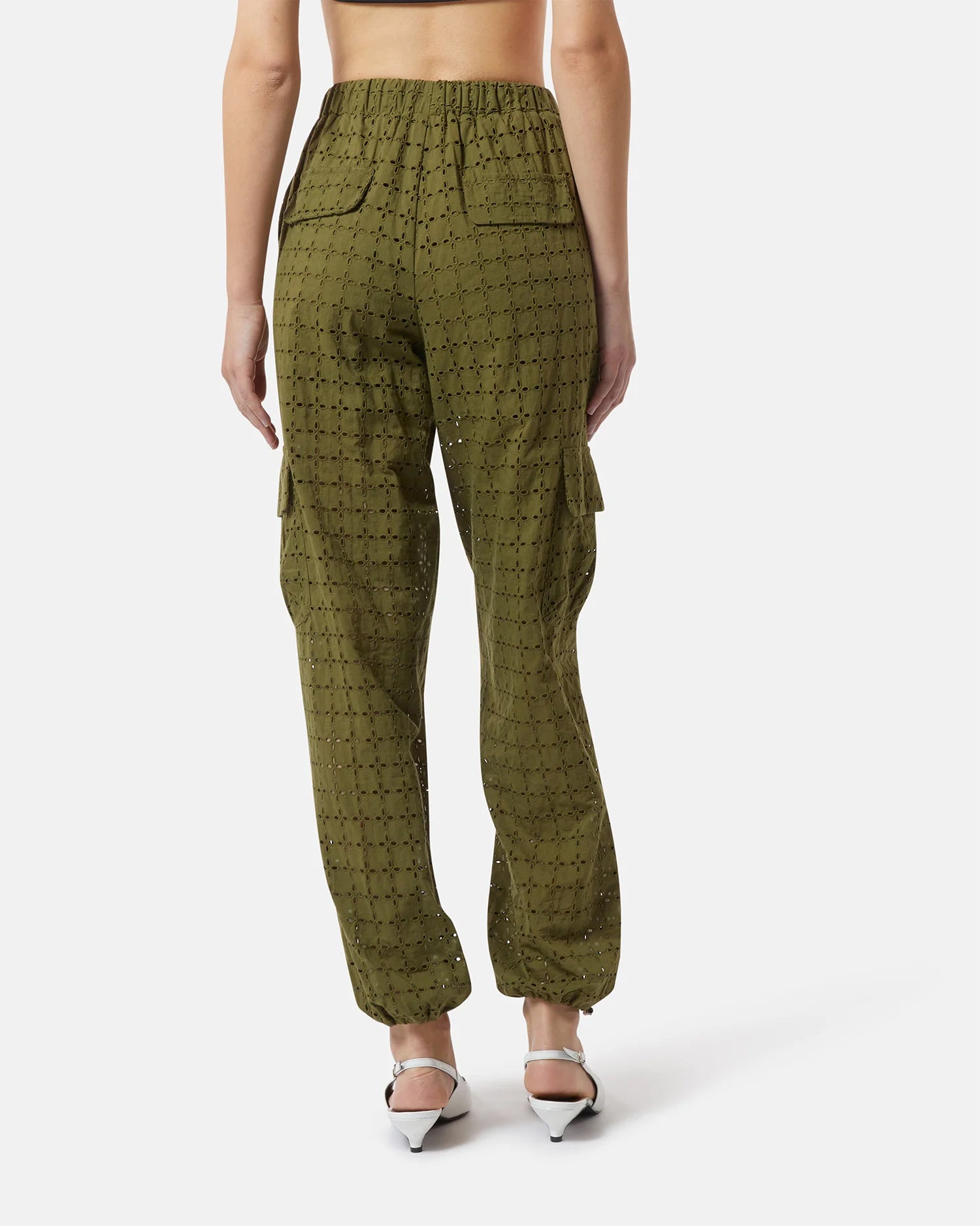Olive Patterned Drawstring Trousers