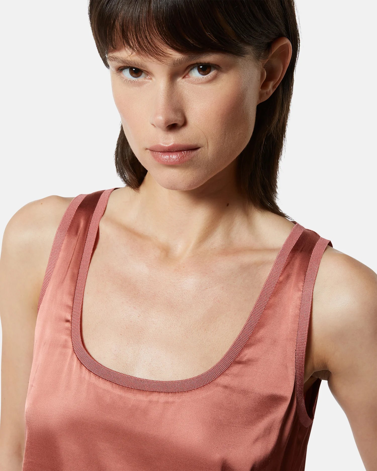 Lace-Trim Satin Top