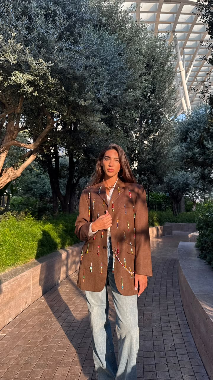 Rainbow One-of-a-Kind Vintage Embroidered Blazer