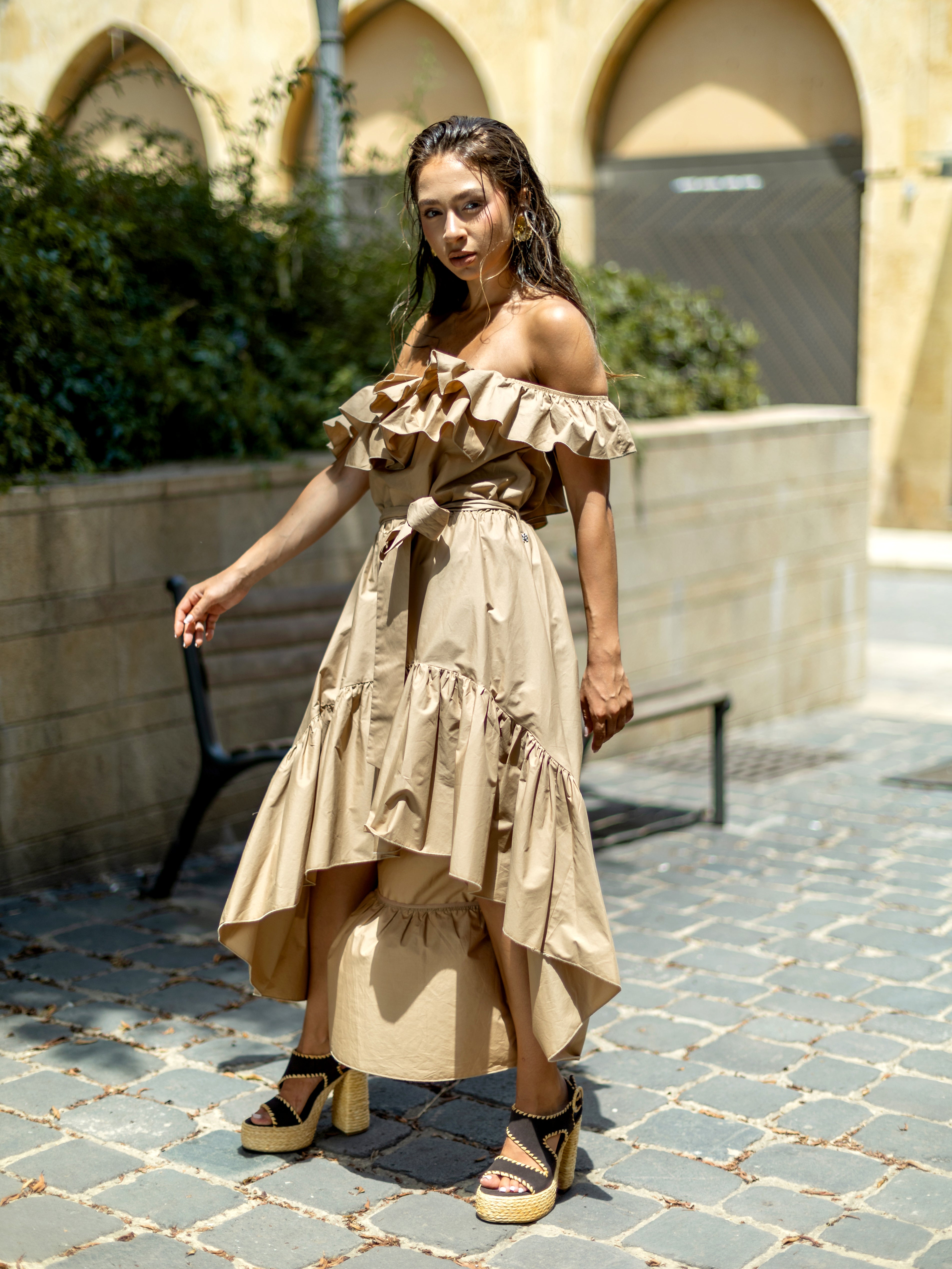 Desert Breeze Ruffle Maxi Dress