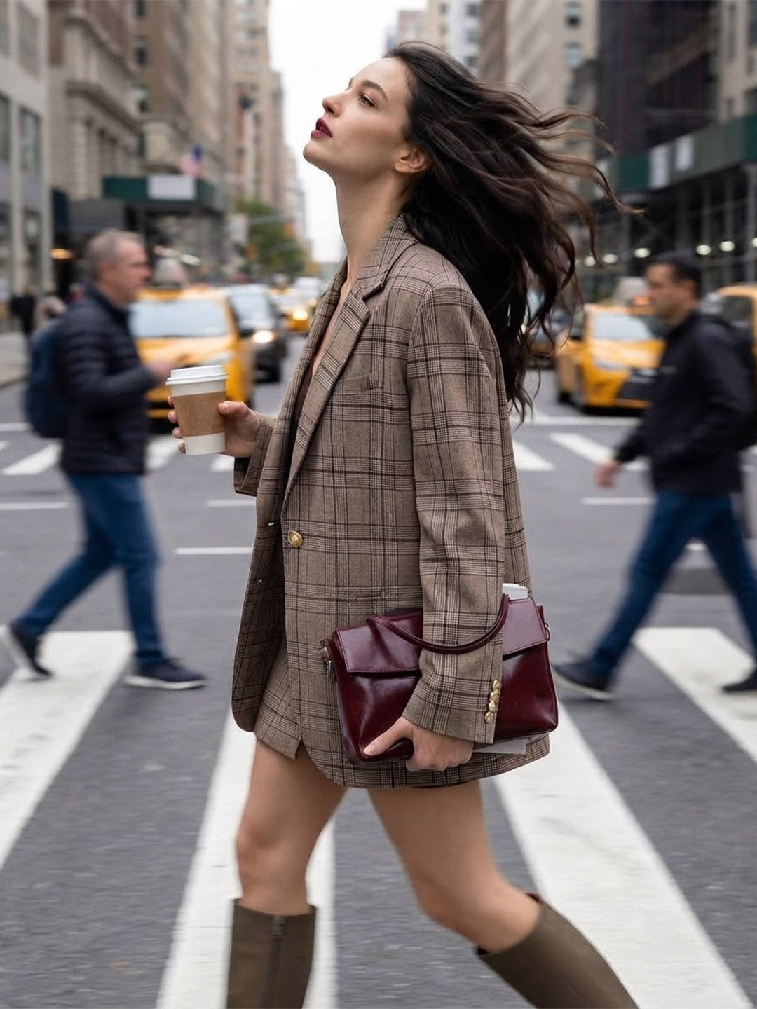 Checked Blazer with British Charm