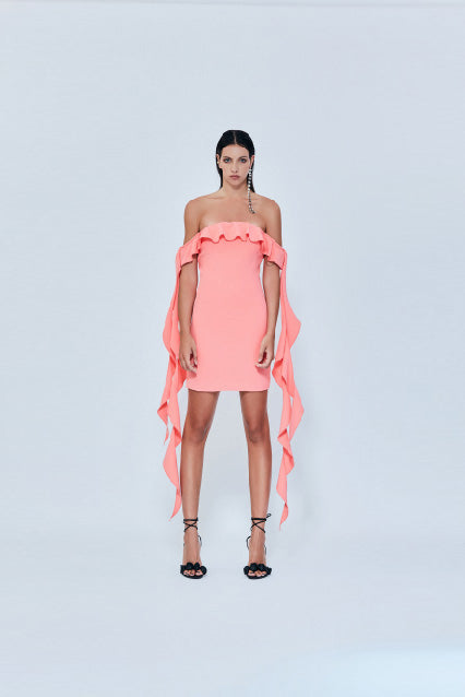 Ethereal Blush Ruffled Dress