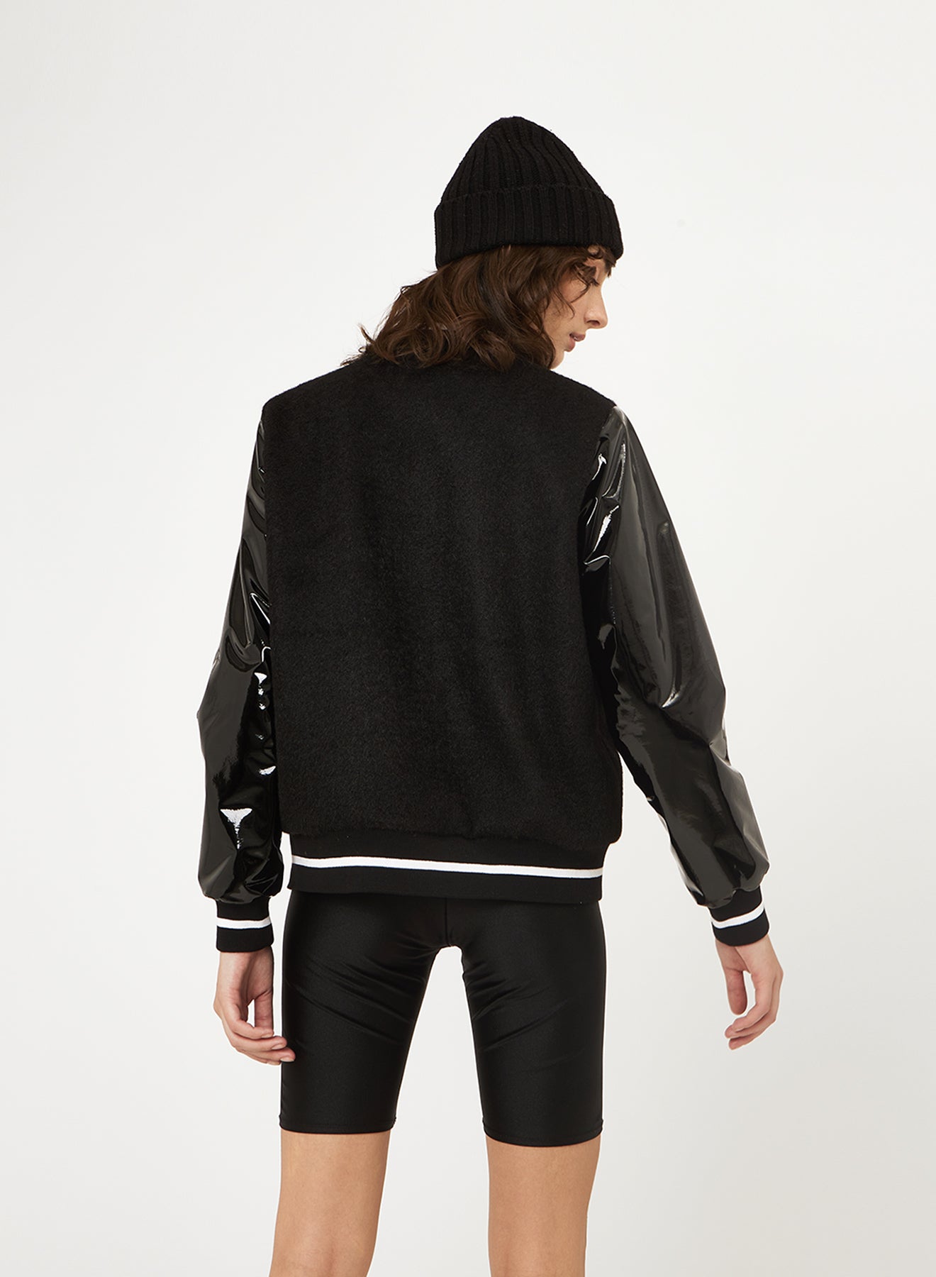 SHINY EFFECT SLEEVE BOMBER JACKET SI/2182