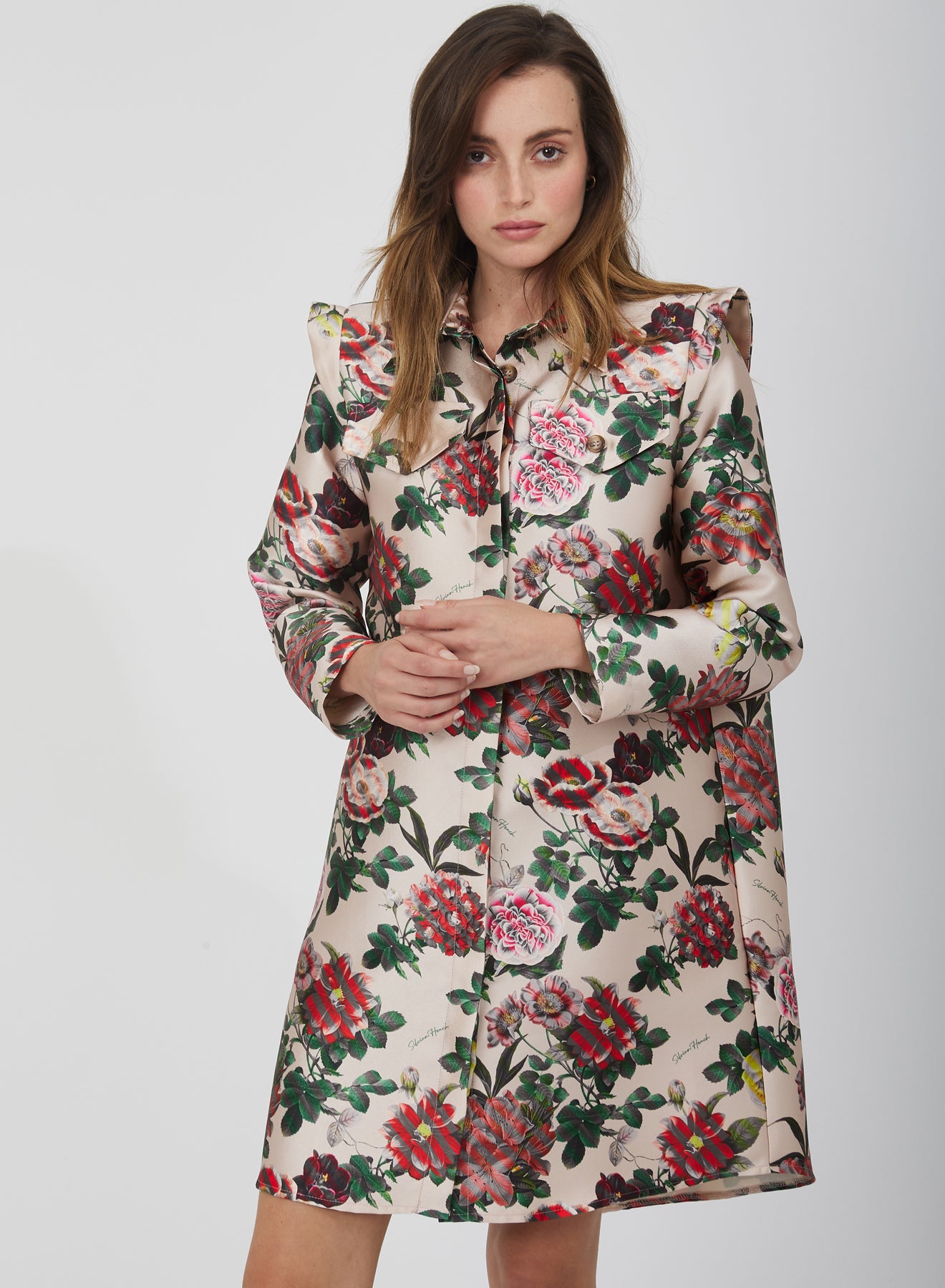 OVERCOAT WITH FLOWER PRINT SI/A183