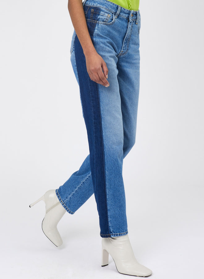 REGULAR TWO-TONE HIGH-WAISTED JEANS SI/2234