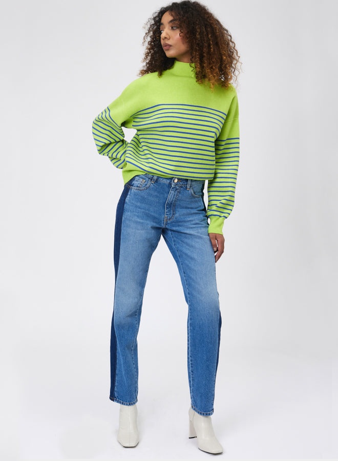 REGULAR TWO-TONE HIGH-WAISTED JEANS SI/2234