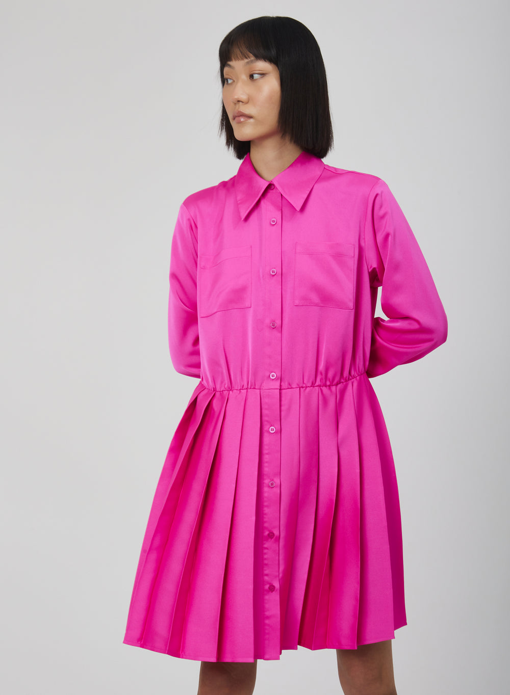 Patterned Pleated wide cut shirt dress 94311