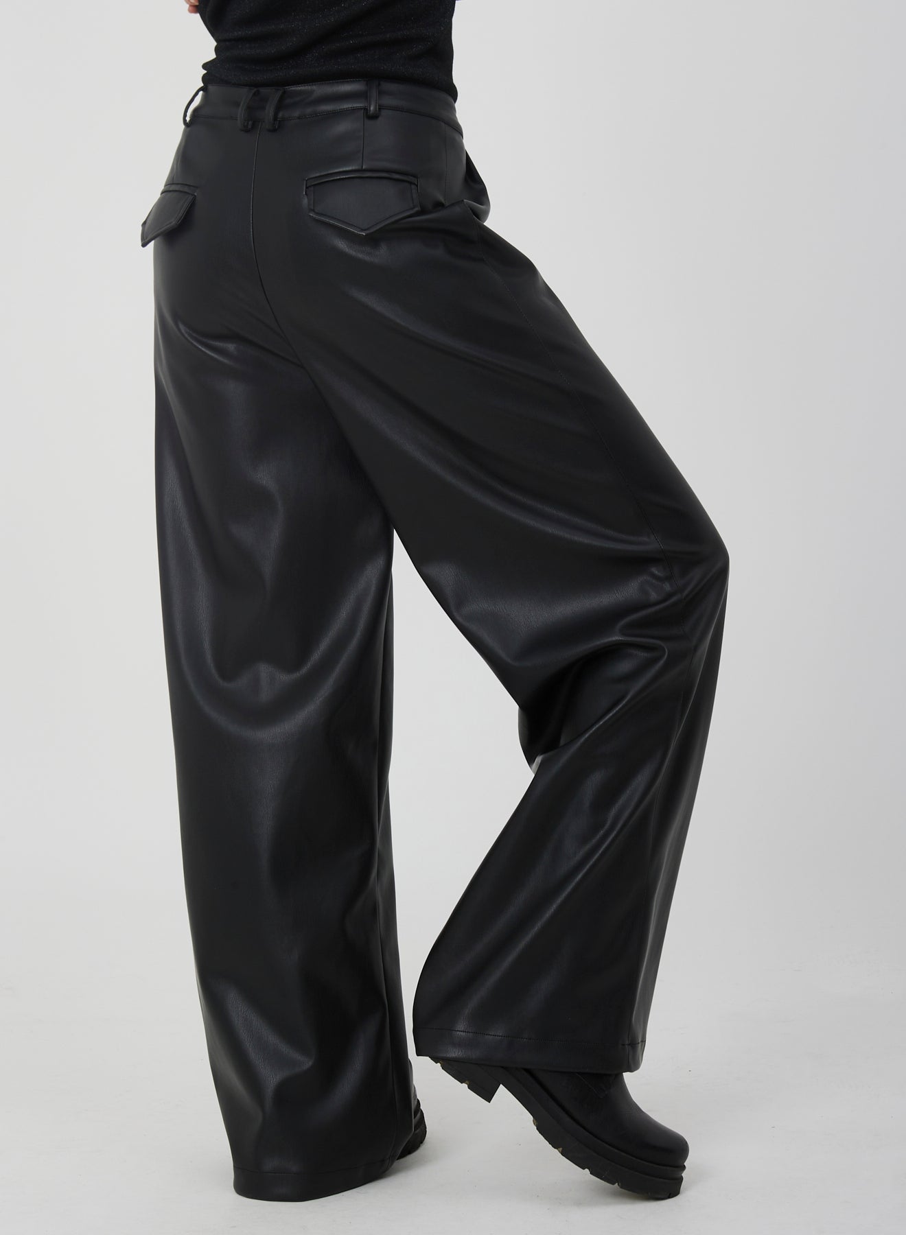 WIDE FAUX LEATHER TROUSERS SI/2241