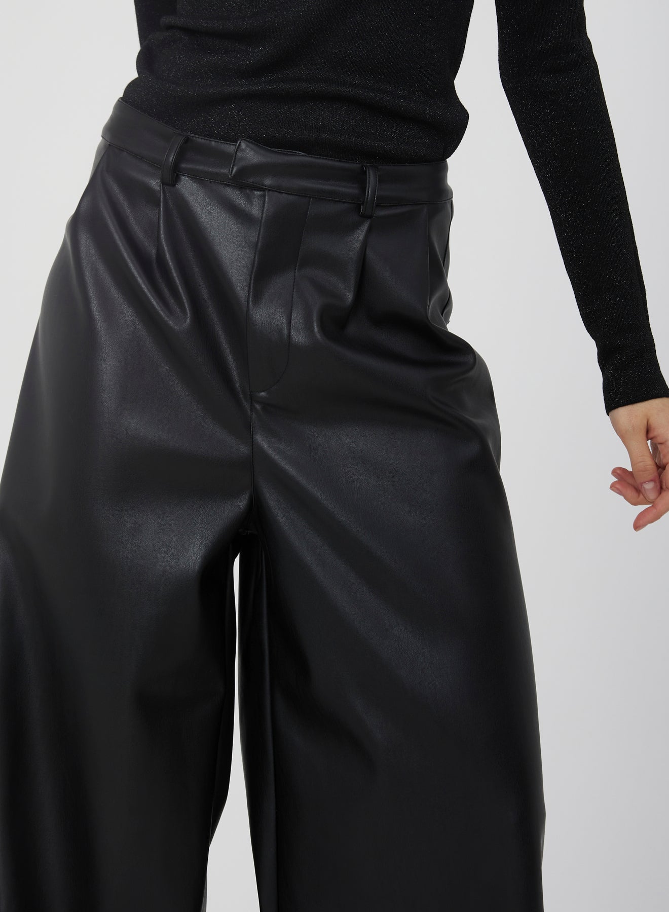 WIDE FAUX LEATHER TROUSERS SI/2241