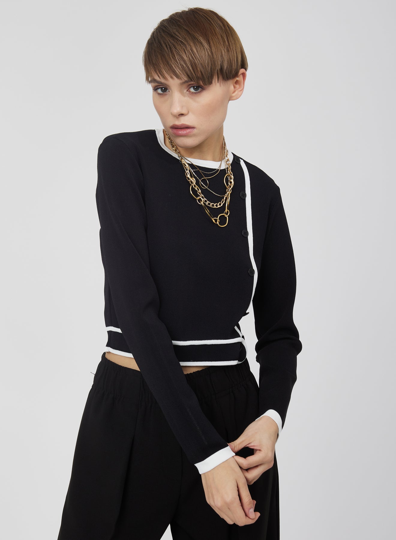 CROPPED SWEATER WITH CONTRASTING HEM SI/2240