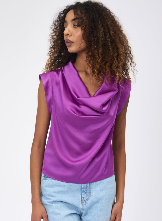 SLEEVES-LESS BLOUSE WITH SOFT NECKLINE SI/462