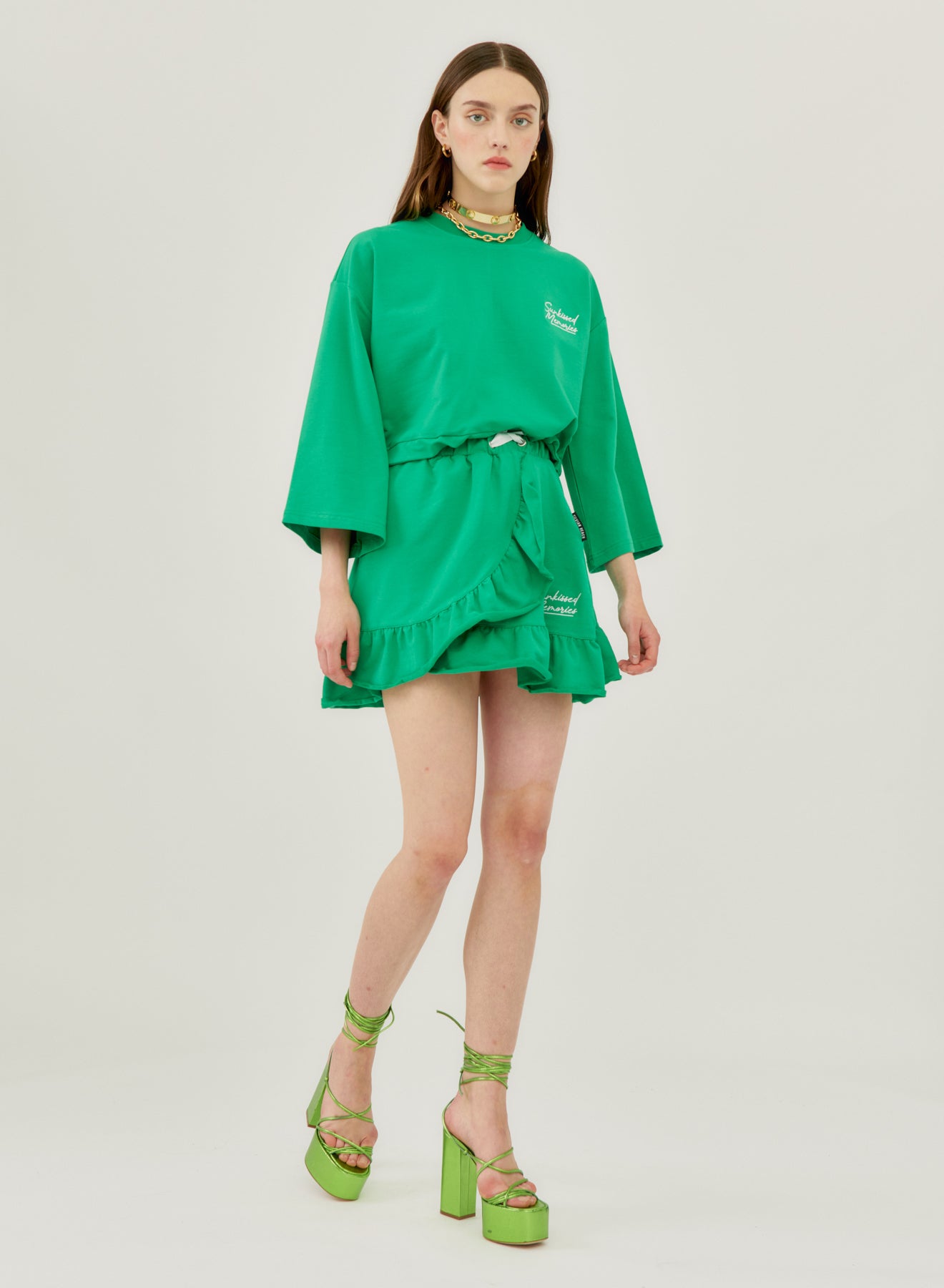 Miniskirt In Jumpsuit With Ruffles Si/2363