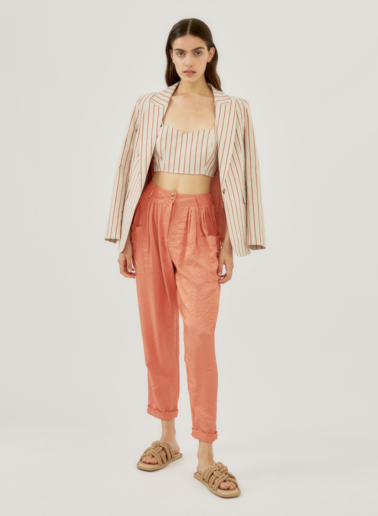 Soft Cropped Trousers With Pleats Si/2505