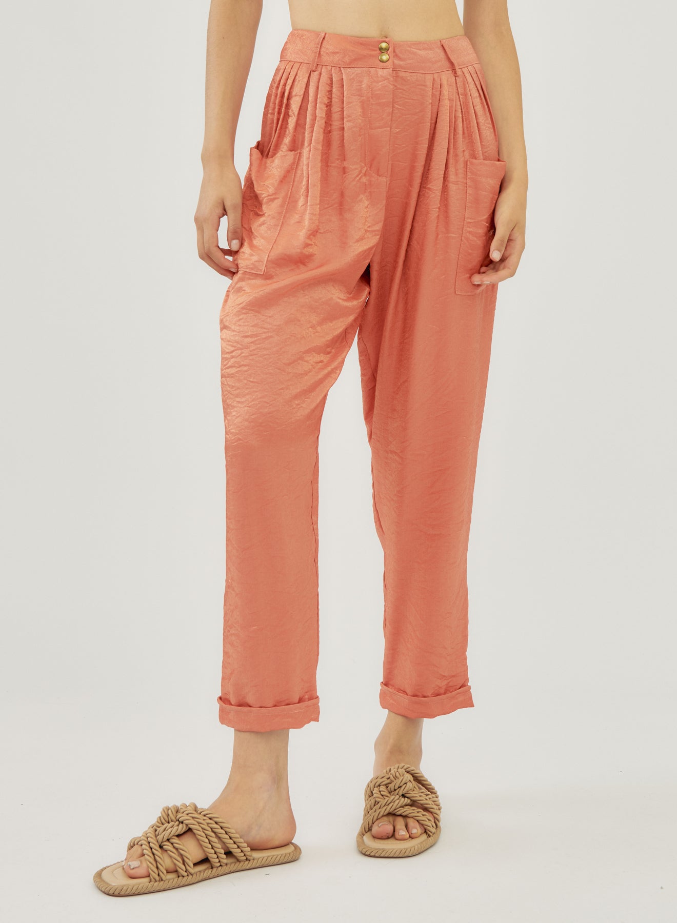 Soft Cropped Trousers With Pleats Si/2505