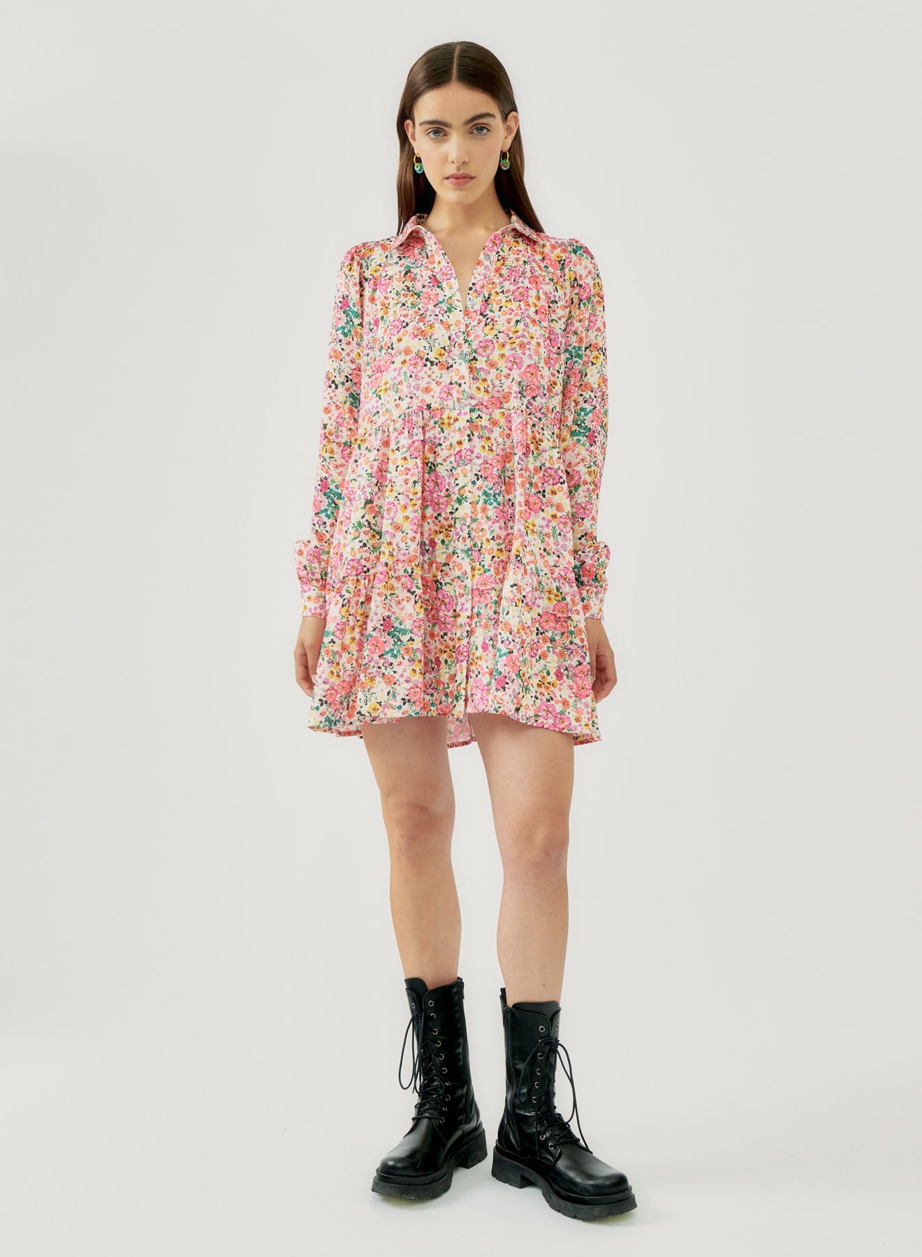 Short Floral Dress Si/2515 - Maria Pino