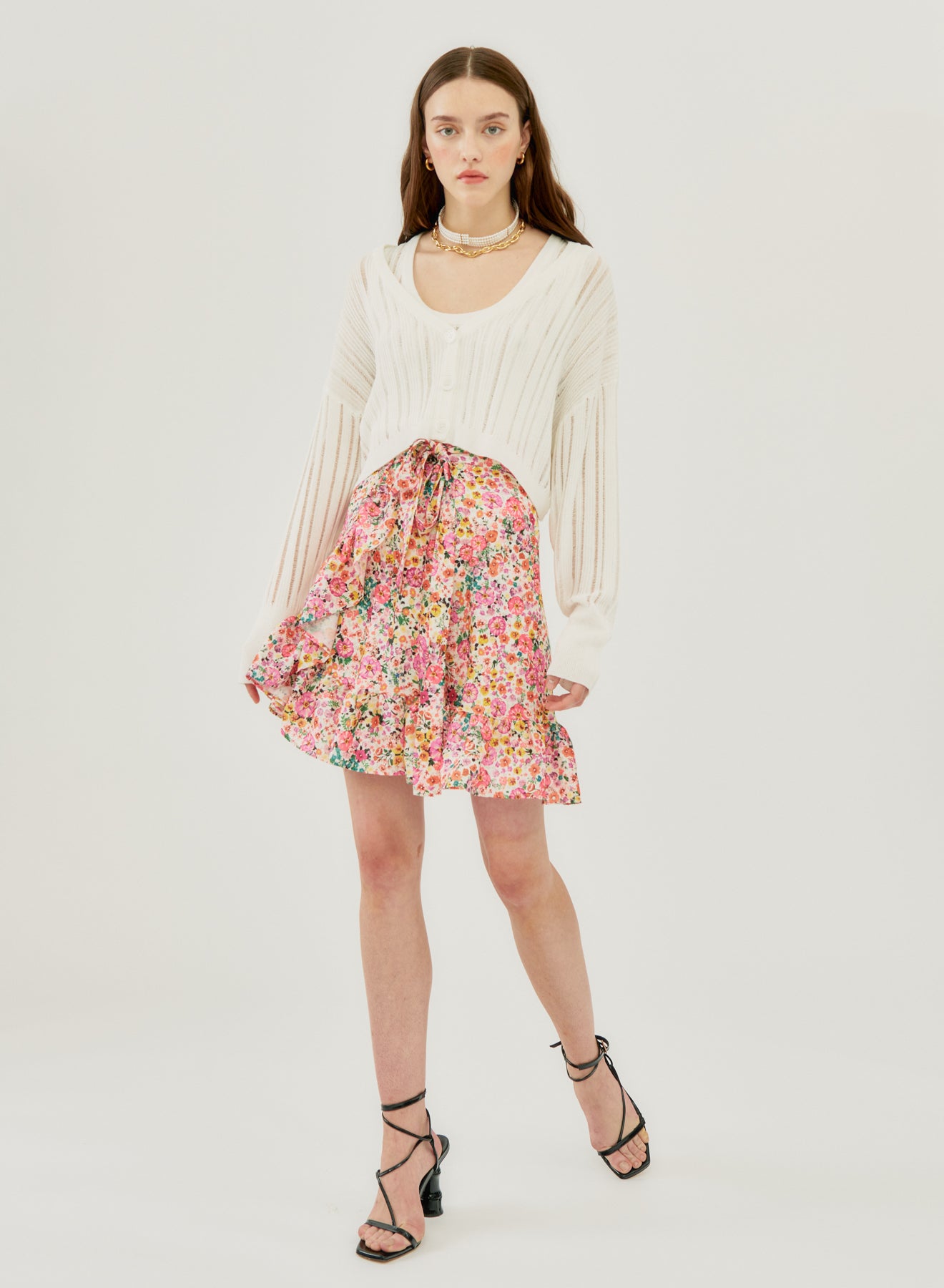 Mini Skirt With Flower Print Si/2533