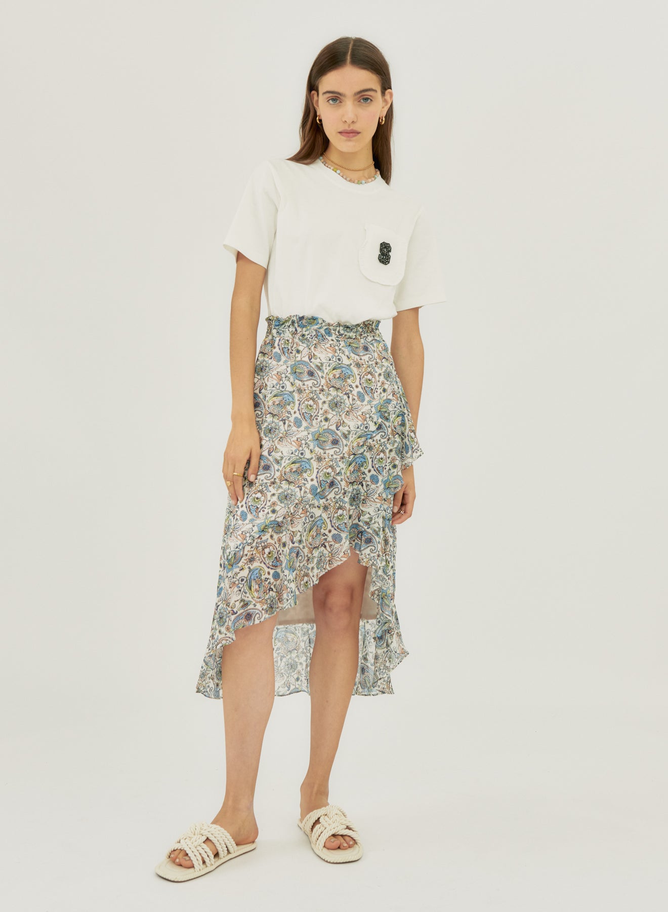 Asymmetrical Skirt With Paisley Print Si/2564 - Maria Pino